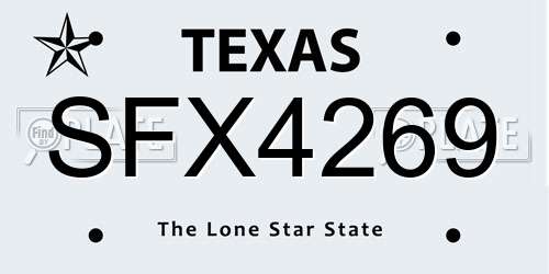 SFX4269 Texas License Plate
