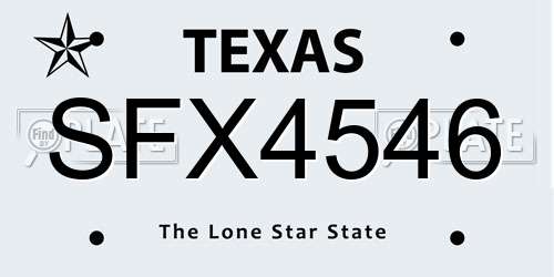 SFX4546 Texas License Plate