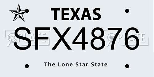 SFX4876 Texas License Plate