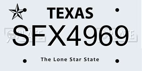 SFX4969 Texas License Plate