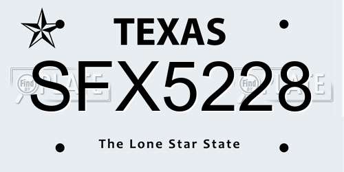 SFX5228 Texas License Plate
