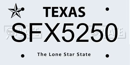 SFX5250 Texas License Plate