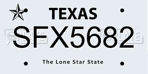 SFX5682 Texas License Plate