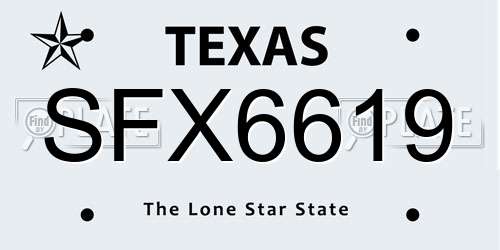 SFX6619 Texas License Plate