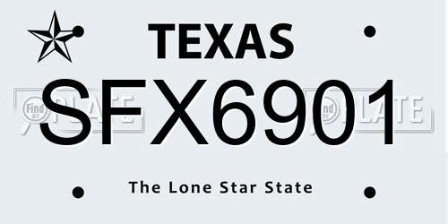 SFX6901 Texas License Plate
