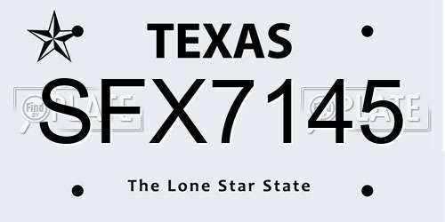 SFX7145 Texas License Plate