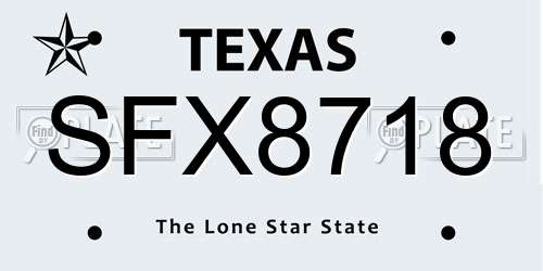SFX8718 Texas License Plate