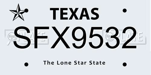 SFX9532 Texas License Plate