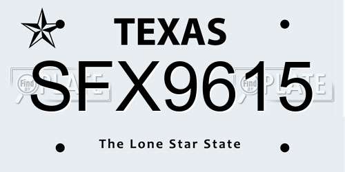 SFX9615 Texas License Plate