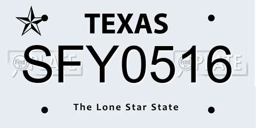 SFY0516 Texas License Plate
