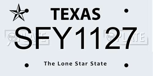 SFY1127 Texas License Plate