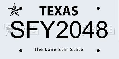 SFY2048 Texas License Plate