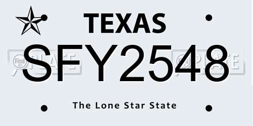 SFY2548 Texas License Plate