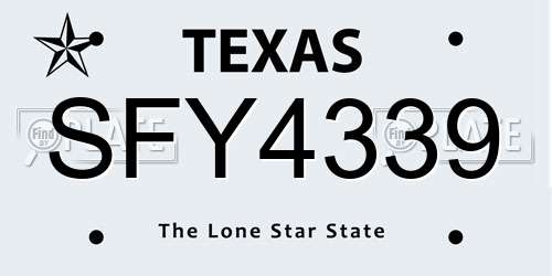 SFY4339 Texas License Plate