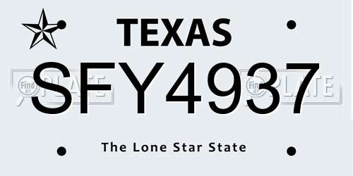 SFY4937 Texas License Plate