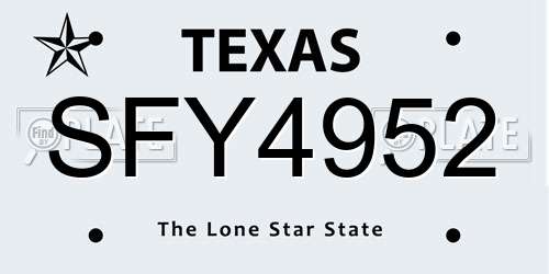 SFY4952 Texas License Plate
