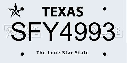SFY4993 Texas License Plate