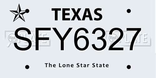 SFY6327 Texas License Plate