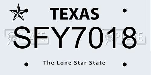 SFY7018 Texas License Plate