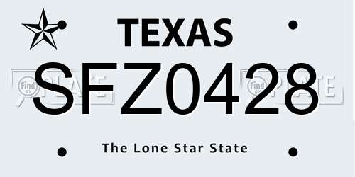 SFZ0428 Texas License Plate