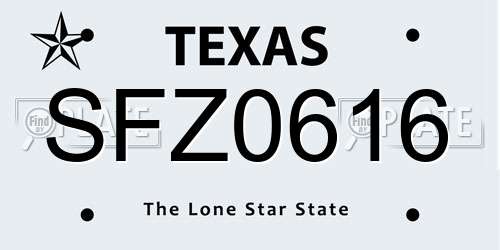 SFZ0616 Texas License Plate