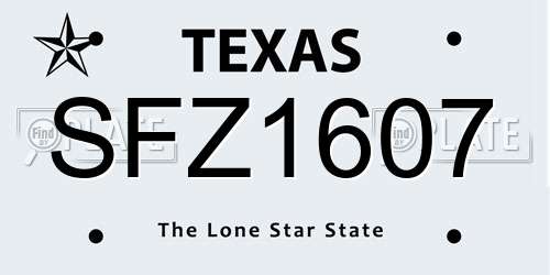 SFZ1607 Texas License Plate