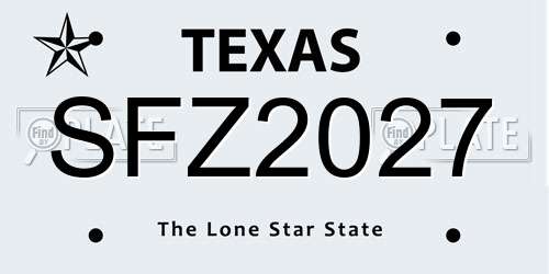 SFZ2027 Texas License Plate