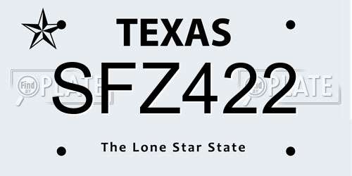SFZ422 Texas License Plate