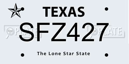 SFZ427 Texas License Plate