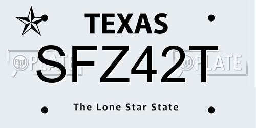 SFZ42T Texas License Plate