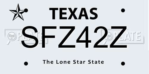 SFZ42Z Texas License Plate
