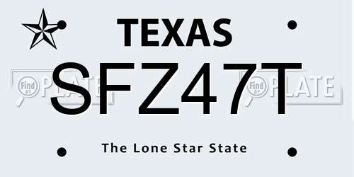 SFZ47T Texas License Plate