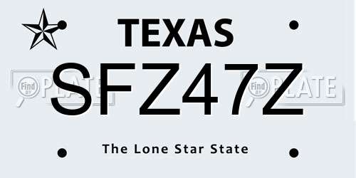SFZ47Z Texas License Plate