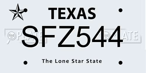 SFZ544 Texas License Plate