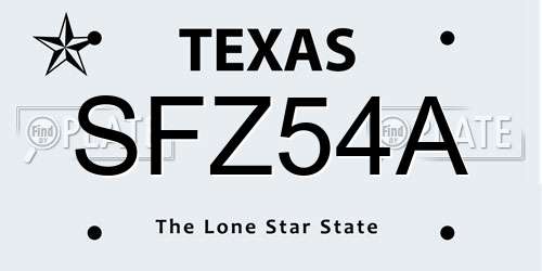 SFZ54A Texas License Plate