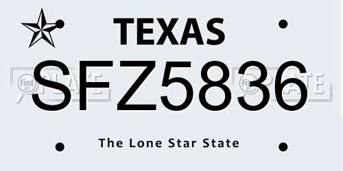 SFZ5836 Texas License Plate