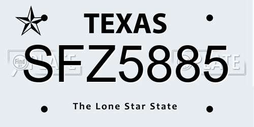 SFZ5885 Texas License Plate