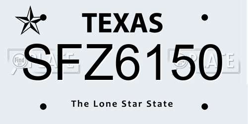 SFZ6150 Texas License Plate