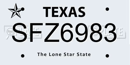 SFZ6983 Texas License Plate