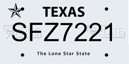 SFZ7221 Texas License Plate