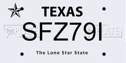 SFZ79I Texas License Plate