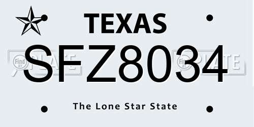 SFZ8034 Texas License Plate