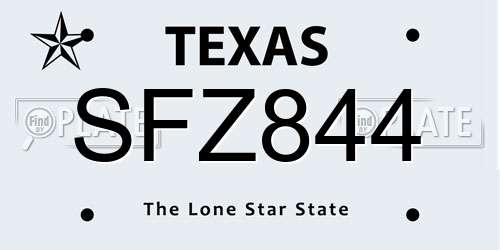SFZ844 Texas License Plate