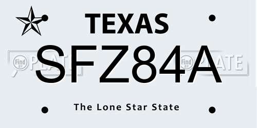 SFZ84A Texas License Plate