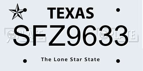 SFZ9633 Texas License Plate