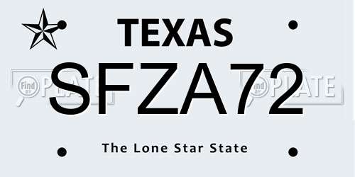 SFZA72 Texas License Plate