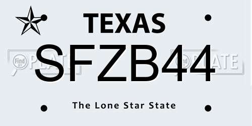 SFZB44 Texas License Plate