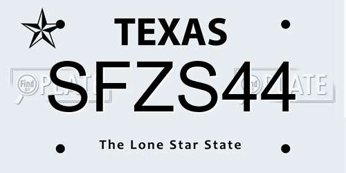 SFZS44 Texas License Plate