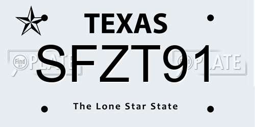 SFZT91 Texas License Plate