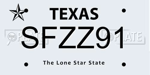 SFZZ91 Texas License Plate
